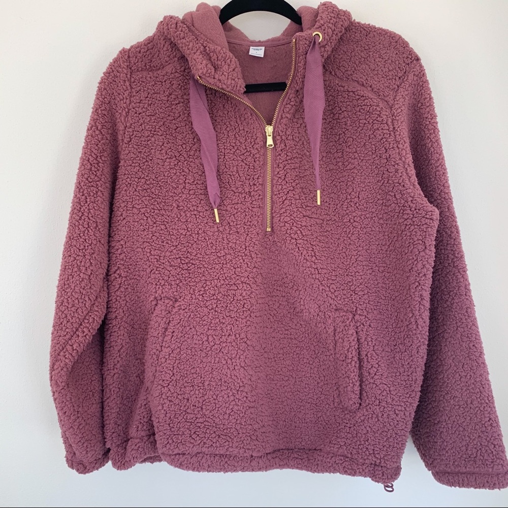 Old Navy Sherpa Teddy Bear Pullover Pink Rose L